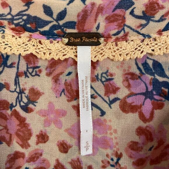 Free People Hold On To Me Printed Top in Coral Women's Small - Picture 4 of 9